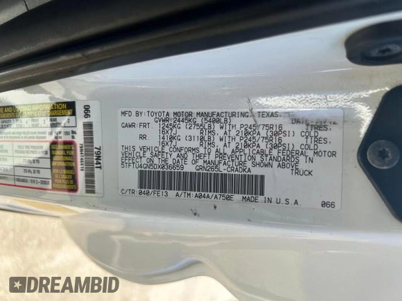 2013 Toyota Tacoma PreRunner with VIN 5TFTU4GN5DX036659, listed as a Copart auction lot 83690354 with 82,691 mi miles and Clean Title. Bid and sale history available at carsss.com. Image 10.