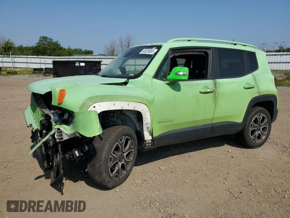 2016 Jeep Renegade Limited with VIN ZACCJBDT8GPC60046, listed as a Copart auction lot 60529055 with 110,282 mi miles and Salvage title. Bid and sale history available at DreamBid. Image 1.