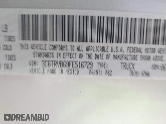 2015 Ram ProMaster Cargo with VIN 3C6TRVBG9FE516729, listed as a IAAI auction lot 41825653 with 141,706 mi miles. Bid and sale history available at carsss.com. Image 9.