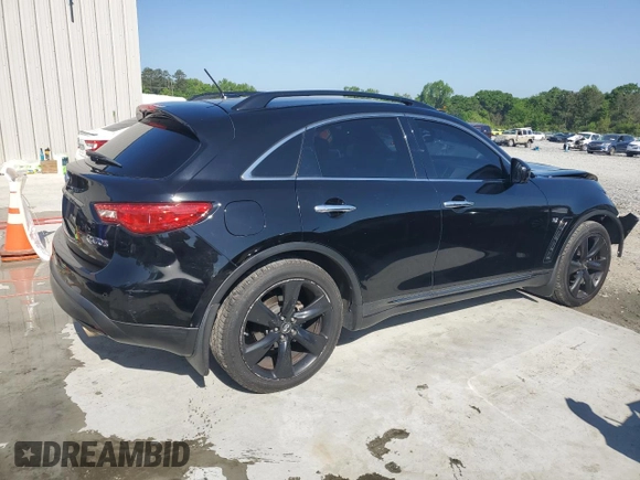 2016 Infiniti QX70 with VIN JN8CS1MU5GM671150, listed as a Copart auction lot 52482345 with 138,204 mi miles and Salvage title. Bid and sale history available at DreamBid. Image 3.