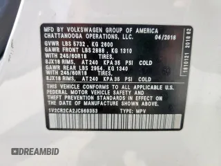 2018 Volkswagen Atlas SE with VIN 1V2CR2CA2JC569353, listed as a Copart auction lot 58377025 with 116,303 mi miles and Clean title. Bid and sale history available at DreamBid. Image 14.