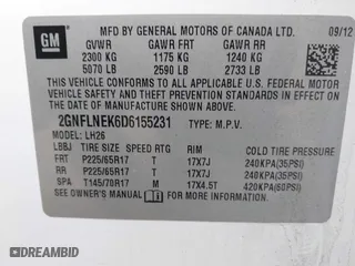 2013 Chevrolet Equinox LT with VIN 2GNFLNEK6D6155231, listed as a IAAI auction lot 41672716 with 172,203 mi miles. Bid and sale history available at carsss.com. Image 9.
