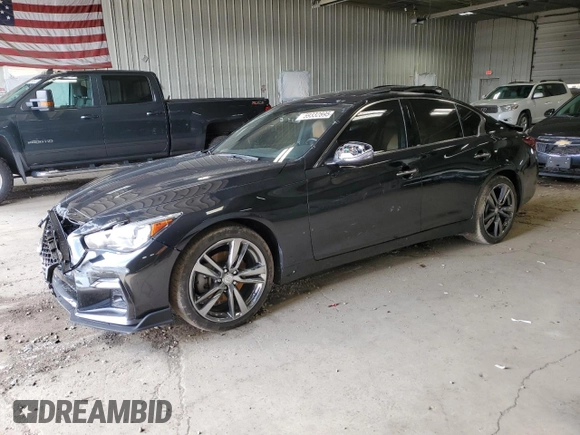 2021 Infiniti Q50 Signature Edition with VIN JN1EV7CR5MM752479, listed as a Copart auction lot 59332895 with 37,884 mi miles and Salvage title. Bid and sale history available at DreamBid. Image 1.