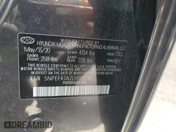 2020 Hyundai Sonata SEL z VIN 5NPEF4JA2LH053244, wystawiony jako Copart lot #50034835 z przebiegiem 93 261 mil mil oraz Szkoda całkowita • Salvage title. Historia ofert i sprzedaży dostępna na DreamBid. Obrazek 12.