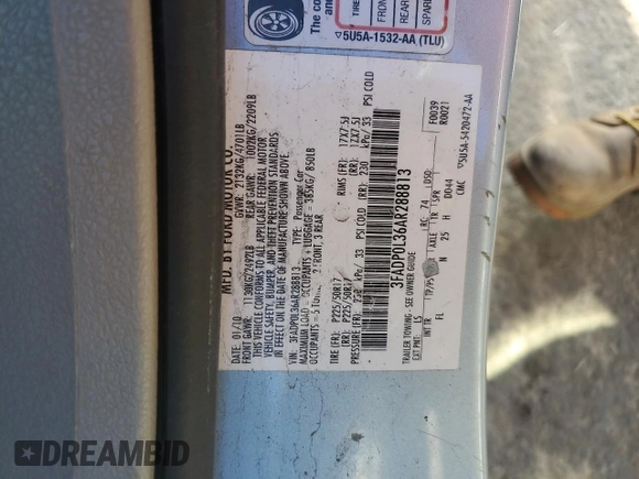 2010 Ford Fusion Hybrid with VIN 3FADP0L36AR288813, listed as a Copart auction lot 52039765 with 184,238 mi miles and Salvage title. Bid and sale history available at DreamBid. Image 12.