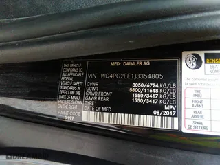 2018 Mercedes-Benz Metris Passenger Van with VIN WD4PG2EE1J3354805, listed as a IAAI auction lot 39683564 with 17,092 mi miles. Bid and sale history available at carsss.com. Image 9.