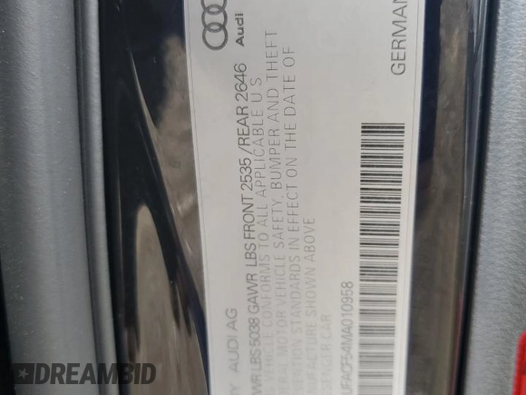 2021 Audi A5 Sportback S line Premium Plus with VIN WAUFACF54MA010958, listed as a Copart auction lot 64540933 with 28,402 mi miles. Bid and sale history available at carsss.com. Image 14.
