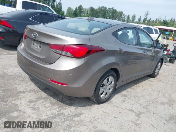 2016 Hyundai Elantra SE with VIN 5NPDH4AE4GH758223, listed as a IAAI auction lot 42576857 with 98,385 mi miles and . Bid and sale history available at DreamBid. Image 4.