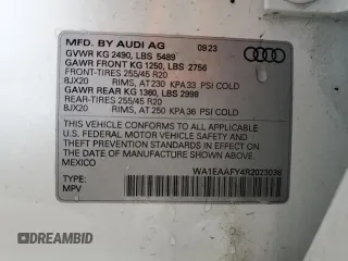 2024 Audi Q5 S line Premium Plus with VIN WA1EAAFY4R2023038, listed as a Copart auction lot 50983625 with 25,634 mi miles and Salvage title. Bid and sale history available at DreamBid. Image 13.