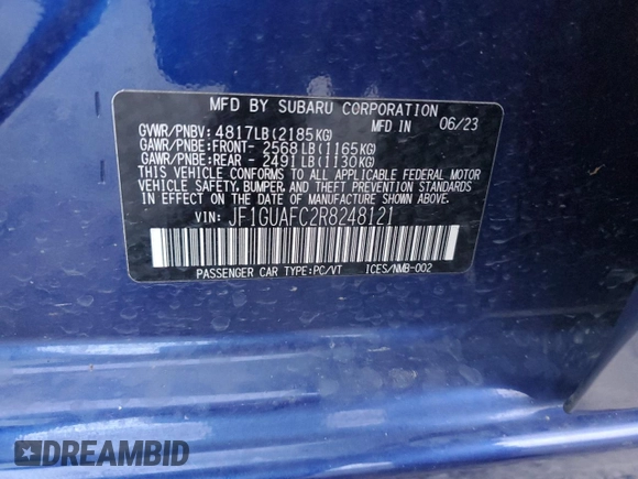 2024 Subaru Impreza Sport with VIN JF1GUAFC2R8248121, listed as a Copart auction lot 78352944 with 17,706 mi miles and Salvage Title. Bid and sale history available at carsss.com. Image 13.