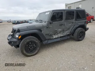 2020 Jeep Wrangler Unlimited Willys with VIN 1C4HJXDM2LW345683, listed as a Copart auction lot 57156215 with Not provided miles and Salvage title. Bid and sale history available at DreamBid. Image 1.