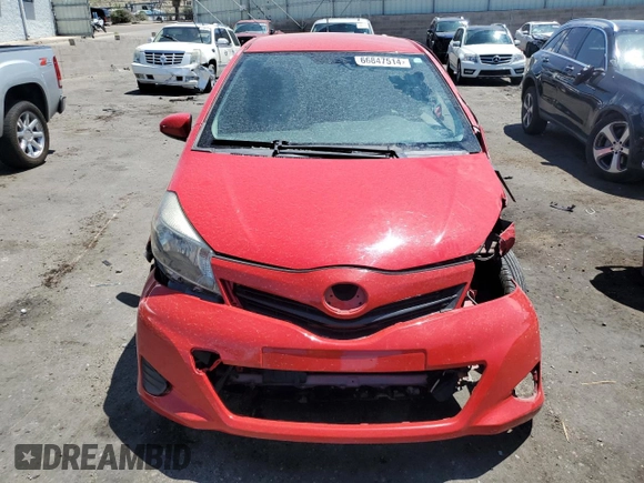 2013 Toyota Yaris L with VIN JTDJTUD33DD572217, listed as a Copart auction lot 66847514 with 0 mi miles and Salvage Title. Bid and sale history available at carsss.com. Image 5.