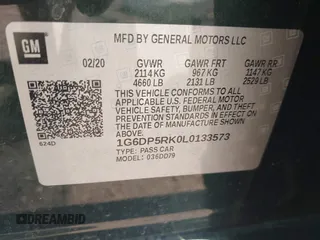 2020 Cadillac CT5 Sport with VIN 1G6DP5RK0L0133573, listed as a IAAI auction lot 39364101 with 61,900 mi miles and . Bid and sale history available at DreamBid. Image 9.