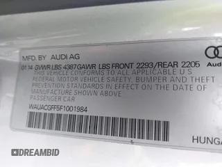 2015 Audi A3 Premium with VIN WAUACGFF5F1001984, listed as a IAAI auction lot 42246002 with 146,059 mi miles and . Bid and sale history available at DreamBid. Image 9.