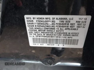2014 Honda Pilot EX-L with VIN 5FNYF4H5XEB011816, listed as a IAAI auction lot 42165791 with 118,366 mi miles and . Bid and sale history available at carsss.com. Image 9.
