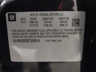 2012 Chevrolet Cruze LT w/2LT with VIN 1G1PG5SC3C7228819, listed as a IAAI auction lot 41863826 with 175,934 mi miles. Bid and sale history available at carsss.com. Image 9.