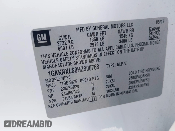 2017 GMC Acadia Denali with VIN 1GKKNXLS0HZ300763, listed as a IAAI auction lot 42035101 with 65,312 mi miles and . Bid and sale history available at carsss.com. Image 9.