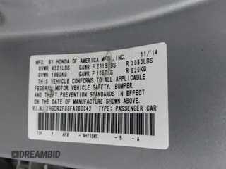 2015 Honda Accord EX-L with VIN 1HGCR2F88FA060043, listed as a IAAI auction lot 41935976 with 88,523 mi miles and . Bid and sale history available at DreamBid. Image 9.