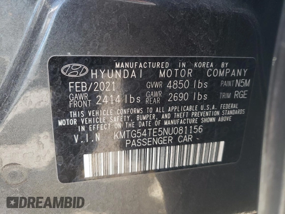 2022 Genesis G70 3.3T with VIN KMTG54TE5NU081156, listed as a Copart auction lot 66565194 with 35,127 mi miles and Salvage Title. Bid and sale history available at carsss.com. Image 14.
