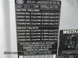 2013 Land Rover Range Rover HSE z VIN SALGS2DF7DA105789, wystawiony jako Copart lot #60844185 z przebiegiem 120 299 mil mil oraz Szkoda całkowita • Salvage title. Historia ofert i sprzedaży dostępna na DreamBid. Obrazek 13.