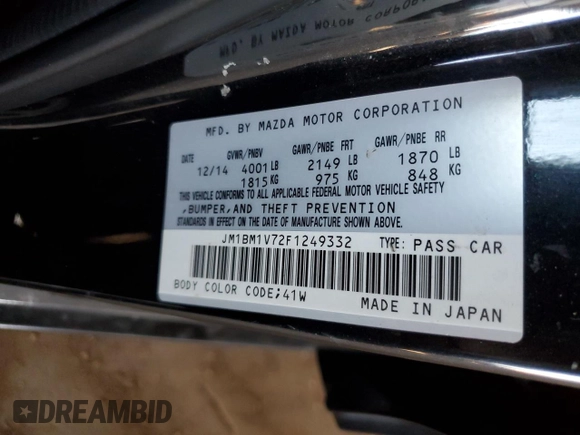 2015 Mazda Mazda3 i Touring with VIN JM1BM1V72F1249332, listed as a Copart auction lot 53074935 with 113,602 mi miles and Salvage Title. Bid and sale history available at carsss.com. Image 12.
