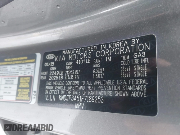 2015 Kia Soul + with VIN KNDJP3A51F7189253, listed as a IAAI auction lot 41773480 with 1 mi miles. Bid and sale history available at carsss.com. Image 9.