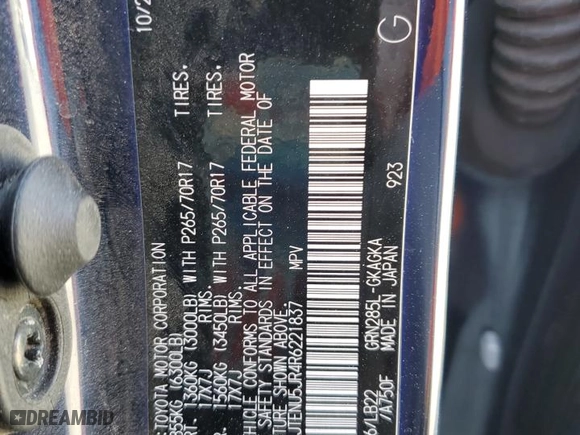 2024 Toyota 4Runner SR5 Premium with VIN JTENU5JR4R6221837, listed as a Copart auction lot 46800685 with 29,679 mi miles and Salvage Title. Bid and sale history available at carsss.com. Image 13.