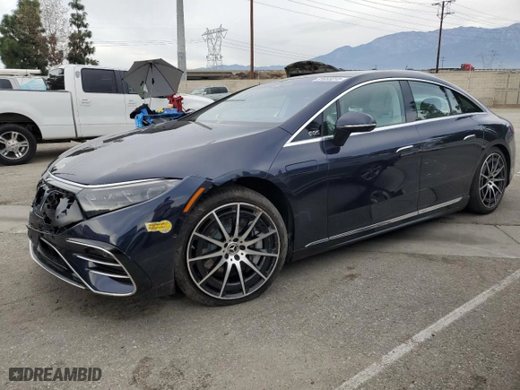 2022 Mercedes-Benz EQS with VIN W1KCG2DB3NA017785, listed as a Copart auction lot 81655013 with 0 mi miles. Bid and sale history available at carsss.com. Image 1.