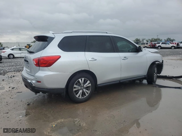 2019 Nissan Pathfinder S with VIN 5N1DR2MNXKC628749, listed as a Copart auction lot 48389285 with 80429 miles and Salvage Title. Bid and sale history available at carsss.com. Image 3.