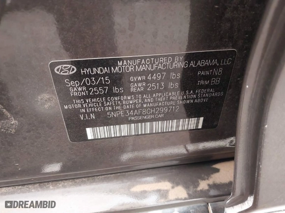 2016 Hyundai Sonata 2.4L Sport with VIN 5NPE34AF8GH299712, listed as a IAAI auction lot 41744132 with 41,166 mi miles. Bid and sale history available at carsss.com. Image 9.