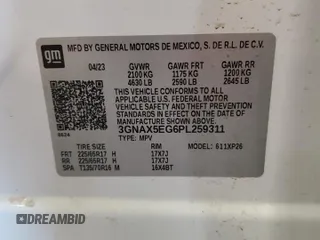 2023 Chevrolet Equinox LS with VIN 3GNAX5EG6PL259311, listed as a Copart auction lot 56166545 with 48,928 mi miles and Salvage title. Bid and sale history available at DreamBid. Image 13.