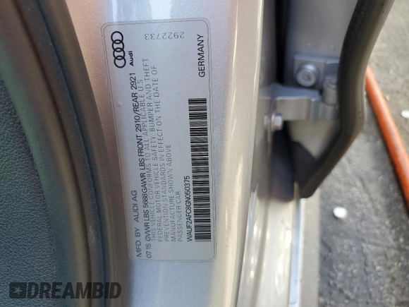 2016 Audi S6 Premium Plus z VIN WAUF2AFC8GN050375, wystawiony jako Copart lot #73994004 z przebiegiem 73 017 mil mil oraz Szkoda całkowita • Salvage title. Historia ofert i sprzedaży dostępna na DreamBid. Obrazek 12.