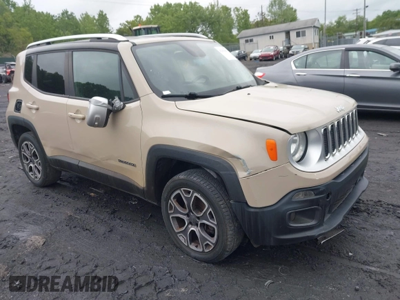 2015 Jeep Renegade Limited with VIN ZACCJBDT0FPB55402, listed as a IAAI auction lot 42351032 with 105,059 mi miles and . Bid and sale history available at DreamBid. Image 1.