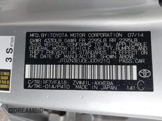 2014 Toyota Prius Two z VIN JTDZN3EU0EJ009210, wystawiony jako IAAI lot #42411066 z przebiegiem 124 588 mil mil oraz . Historia ofert i sprzedaży dostępna na DreamBid. Obrazek 9.