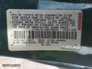 1998 Toyota Tercel DX with VIN JT2AC52L5W0338284, listed as a Copart auction lot 47397795 with 21,314 mi miles and Clean Title. Bid and sale history available at carsss.com. Image 12.