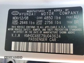 2009 Hyundai Genesis with VIN KMHGC46E79U043624, listed as a Copart auction lot 73968914 with 0 mi miles and Salvage Title. Bid and sale history available at carsss.com. Image 13.