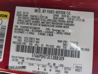 2014 Ford Fusion SE with VIN 1FA6P0H73E5388509, listed as a IAAI auction lot 41895066 with 103,567 mi miles. Bid and sale history available at carsss.com. Image 9.