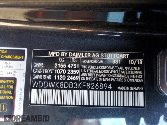2019 Mercedes-Benz C 300 with VIN WDDWK8DB3KF826894, listed as a Copart auction lot 42292285 with 64,369 mi miles and Clean Title. Bid and sale history available at carsss.com. Image 12.
