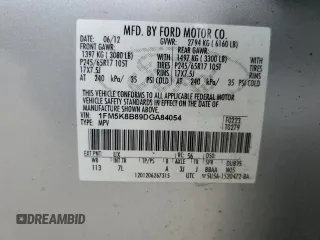 2013 Ford Explorer с VIN 1FM5K8B89DGA84054, выставлен на аукционе Copart как лот 57156655 с пробегом 113 475 миль миль и Списание • Salvage title. История ставок и продаж доступна на DreamBid. Изображение 13.