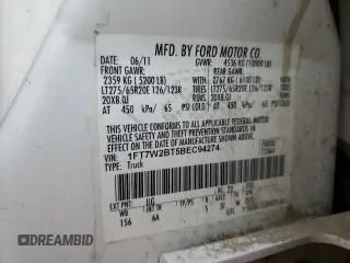 2011 Ford Super Duty F-250 SRW XL with VIN 1FT7W2BT5BEC94274, listed as a Copart auction lot 52419225 with 317,079 mi miles and Salvage Title. Bid and sale history available at carsss.com. Image 12.
