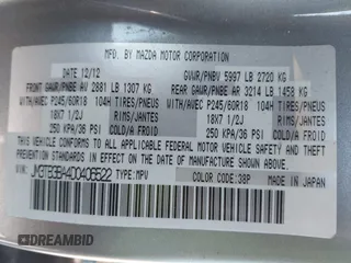 2013 Mazda CX-9 Sport with VIN JM3TB3BA4D0406522, listed as a IAAI auction lot 41662220 with 169,262 mi miles and . Bid and sale history available at carsss.com. Image 9.