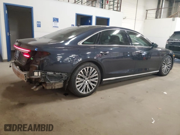 2019 Audi A8 L with VIN WAU8DAF89KN010958, listed as a Copart auction lot 42954435 with 125,582 mi miles and Salvage Title. Bid and sale history available at carsss.com. Image 3.