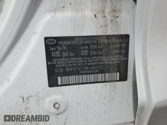 2019 Hyundai Elantra SE with VIN 5NPD74LF8KH463773, listed as a Copart auction lot 50739665 with 96,234 mi miles and Salvage Title. Bid and sale history available at DreamBid. Image 15.