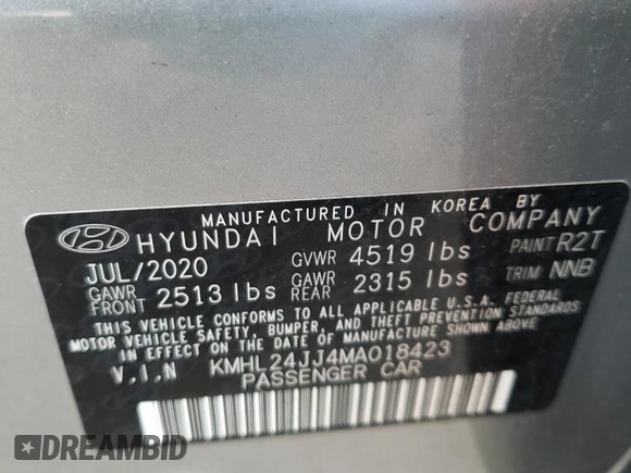2021 Hyundai Sonata Hybrid Blue with VIN KMHL24JJ4MA018423, listed as a Copart auction lot 68838752 with 15,999 mi miles. Bid and sale history available at carsss.com. Image 14.