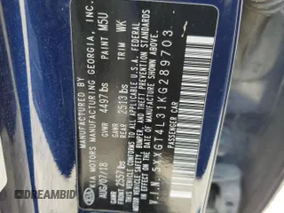 2019 Kia Optima LX z VIN 5XXGT4L31KG289703, wystawiony jako Copart lot #57663005 z przebiegiem 126 689 mil mil oraz Szkoda całkowita • Salvage title. Historia ofert i sprzedaży dostępna na DreamBid. Obrazek 12.