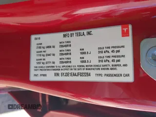 2018 Tesla Model 3 Long Range Battery z VIN 5YJ3E1EA4JF022284, wystawiony jako IAAI lot #41422203 z przebiegiem 71 521 mil mil oraz . Historia ofert i sprzedaży dostępna na DreamBid. Obrazek 9.