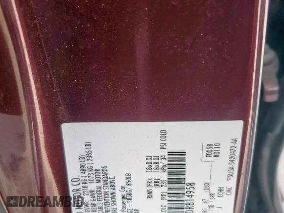 2013 Lincoln MKZ Hybrid with VIN 3LN6L2LU8DR814958, listed as a Copart auction lot 55933775 with 116,138 mi miles and Salvage title. Bid and sale history available at DreamBid. Image 12.