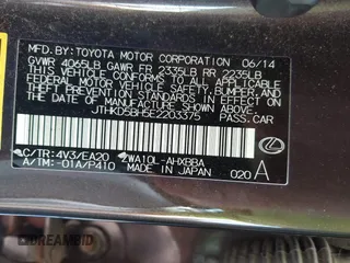 2014 Lexus CT 200h with VIN JTHKD5BH5E2203375, listed as a IAAI auction lot 42183224 with 186,696 mi miles and . Bid and sale history available at DreamBid. Image 9.