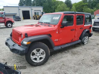 2019 Jeep Wrangler Unlimited Sport z VIN 1C4HJXDG2KW637021, wystawiony jako Copart lot #58391315 z przebiegiem 66 087 mil mil oraz Szkoda całkowita • Salvage title. Historia ofert i sprzedaży dostępna na DreamBid. Obrazek 1.