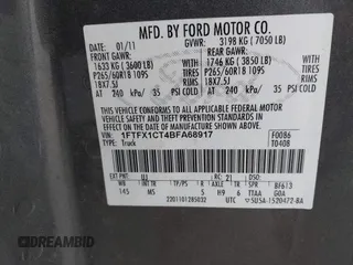 2011 Ford F-150 XL with VIN 1FTFX1CT4BFA68917, listed as a IAAI auction lot 42764859 with 239,847 mi miles and . Bid and sale history available at DreamBid. Image 9.